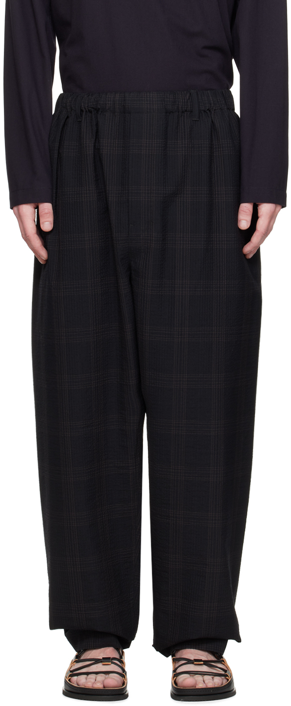 Lemaire Navy Relaxed Trousers In Mu067 Dark Espresso