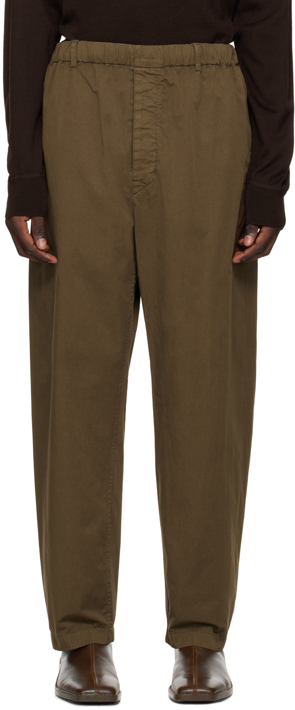 Shop Lemaire Brown Relaxed Trousers In Br501 Dark Tobacco