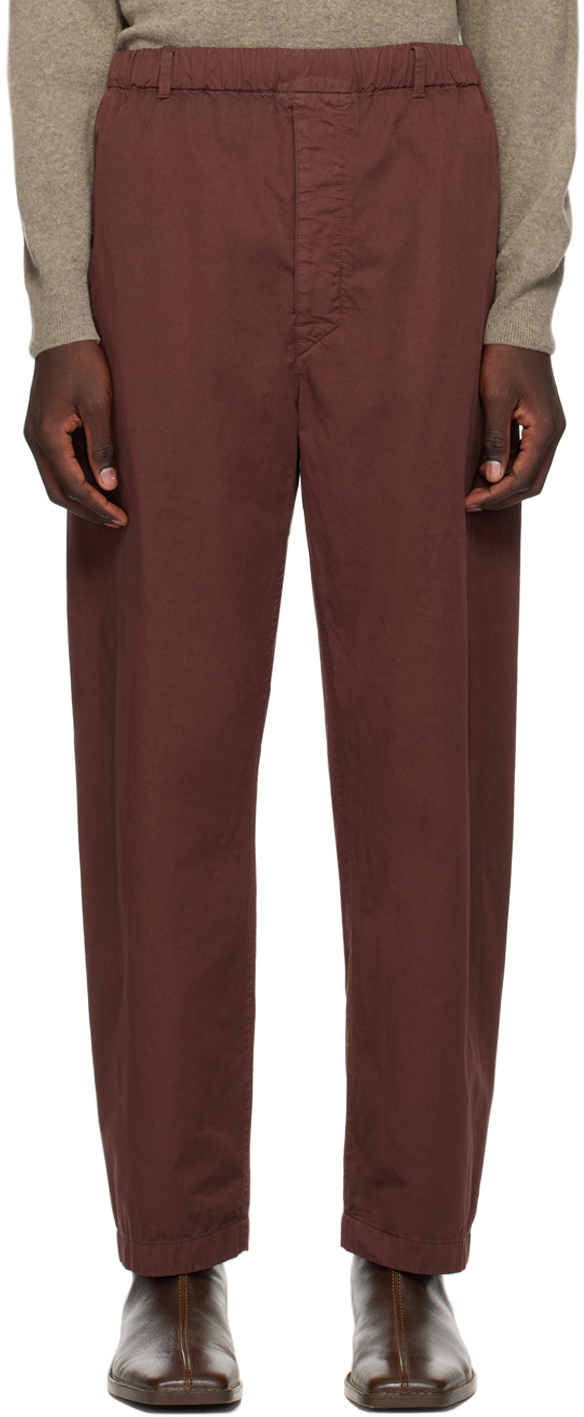 Lemaire Brown Relaxed Trousers In Br399 Cocoa Bean