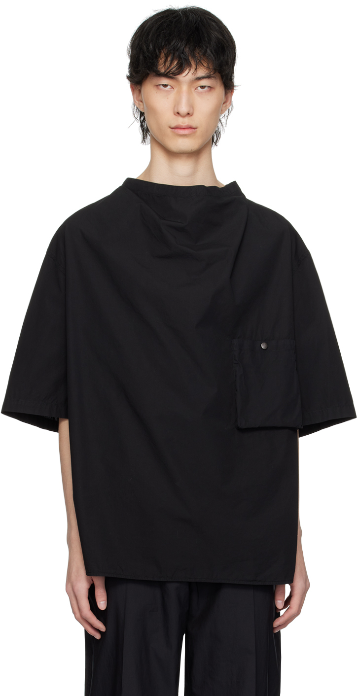 Shop Lemaire Black Draped Shirt In Bk999 Black