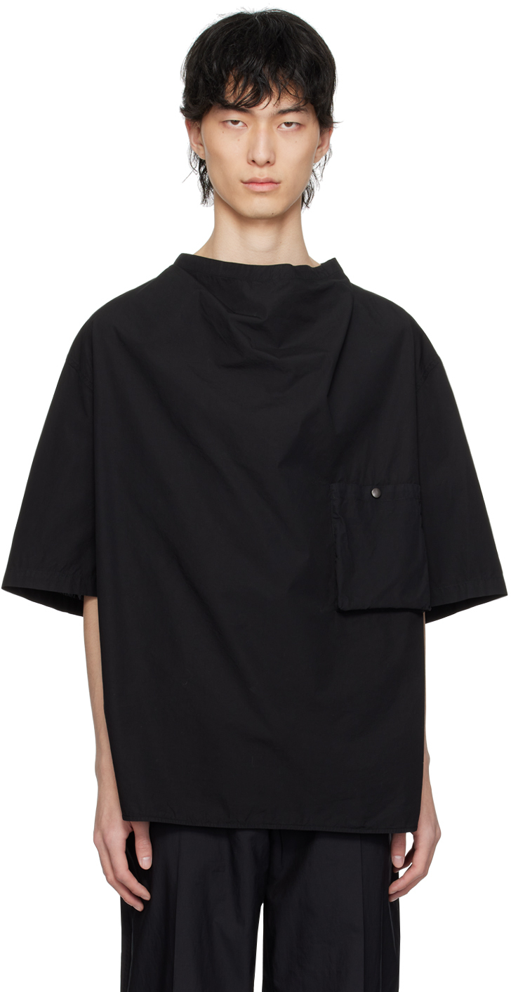 Black Draped Shirt by LEMAIRE on Sale