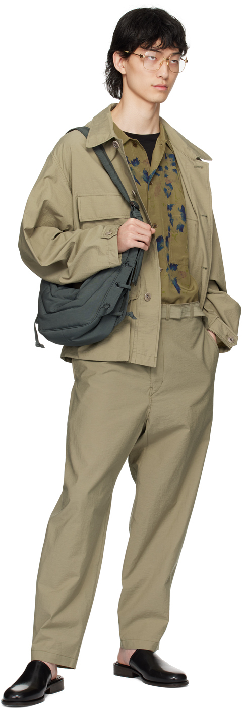 Lemaire Khaki Summer Shirt In Mu075 Khaki / Ink