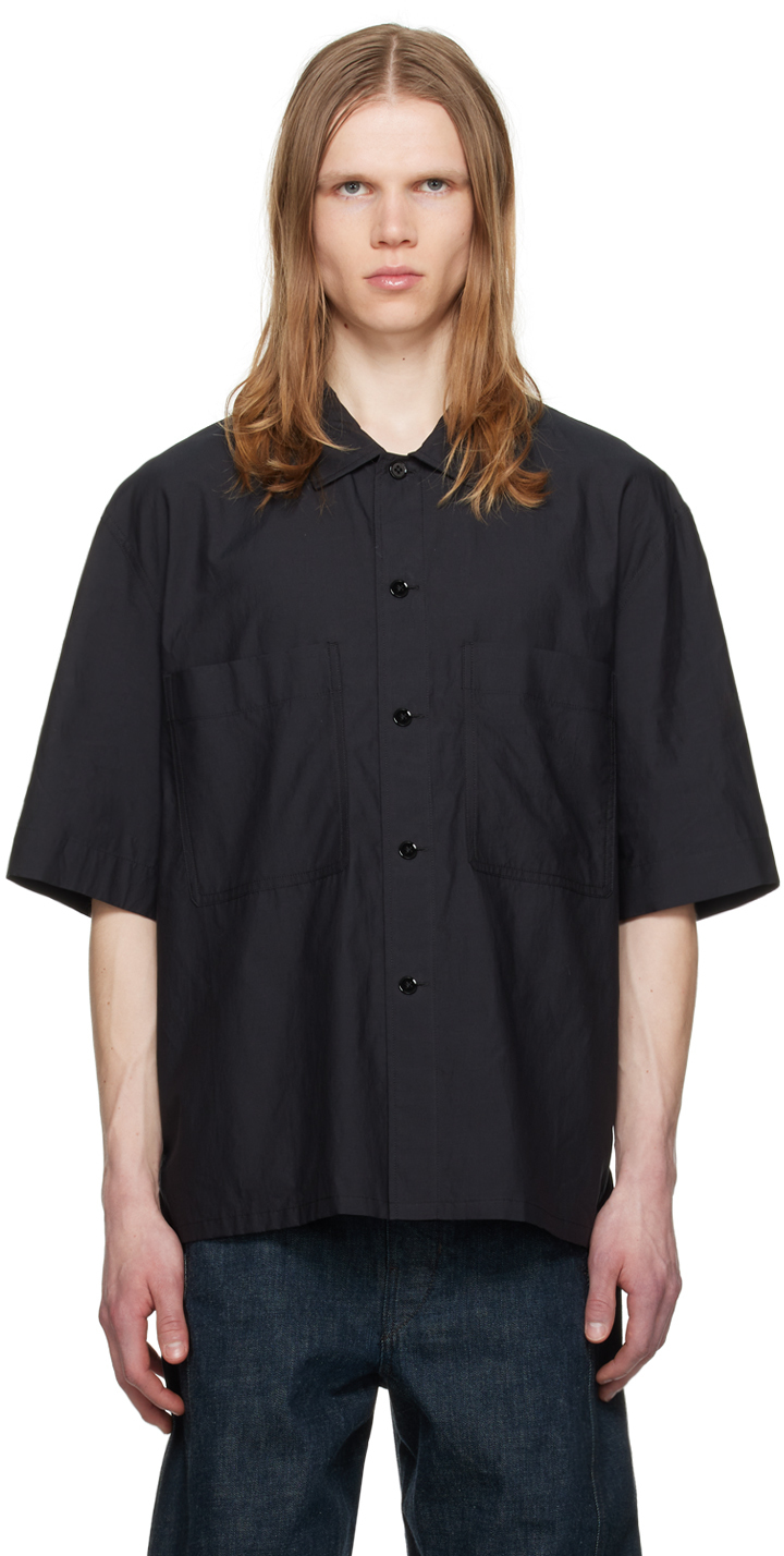 Lemaire Black Washed Pyjama Shirt In Bk999 Black