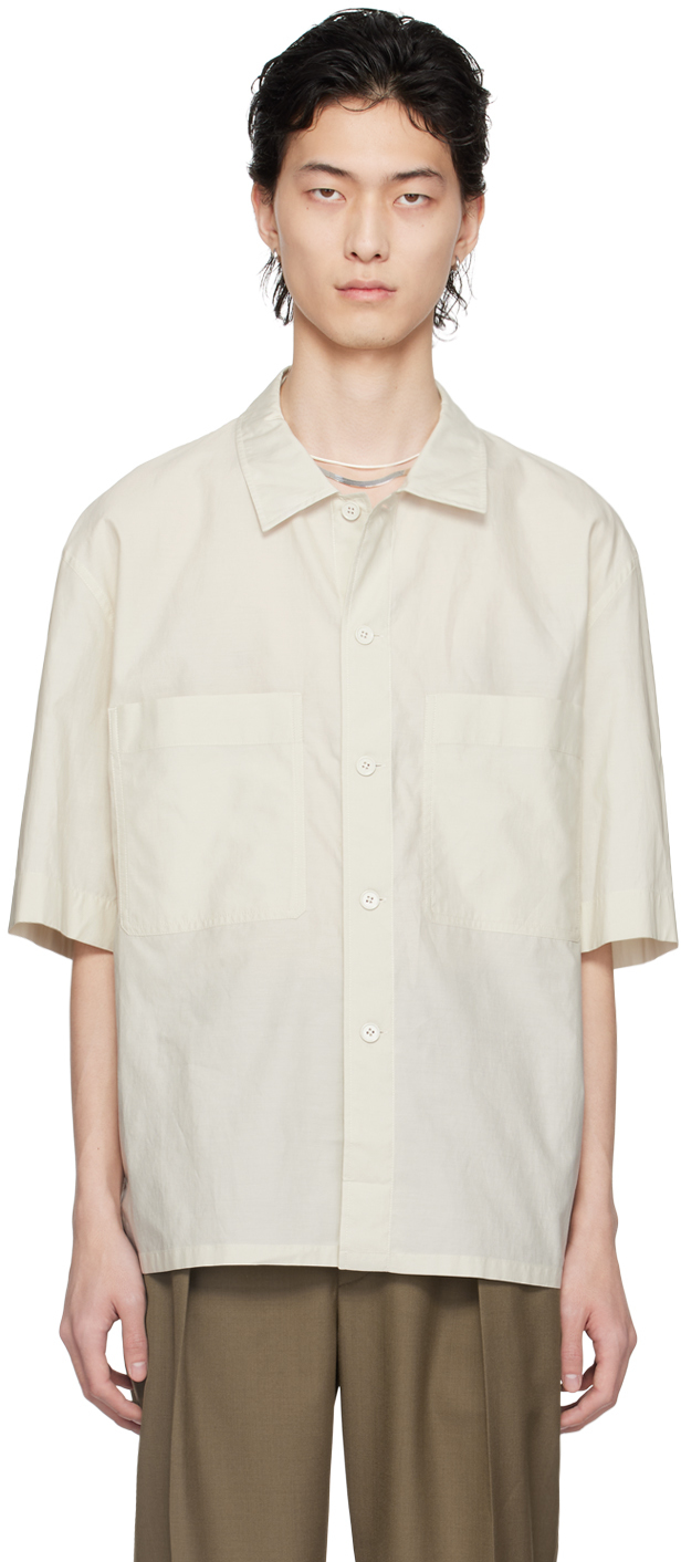 Shop Lemaire Off-white Pyjama Shirt In Bg199 Pale Mastic