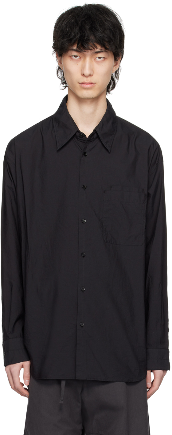 Shop Lemaire Black Double Pocket Shirt In Bk999 Black