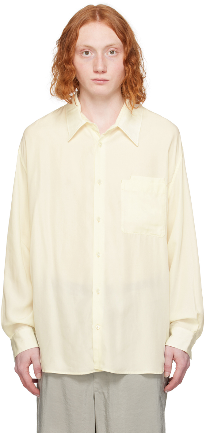Shop Lemaire Off-white Patch Pocket Shirt In Wh018 White Asparagu