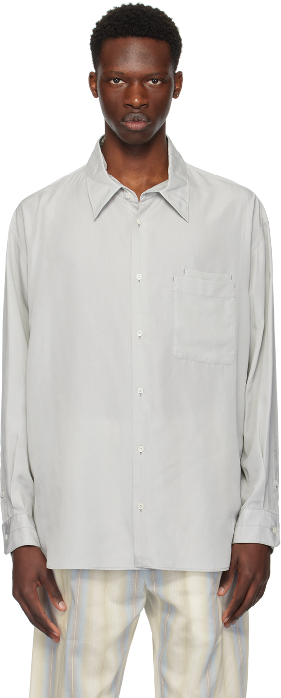 Shop Lemaire Gray Double Pocket Shirt In Bk888 Cloud Grey