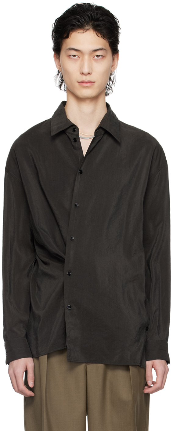 Lemaire Brown Twisted Shirt In Br507 Dark Espresso