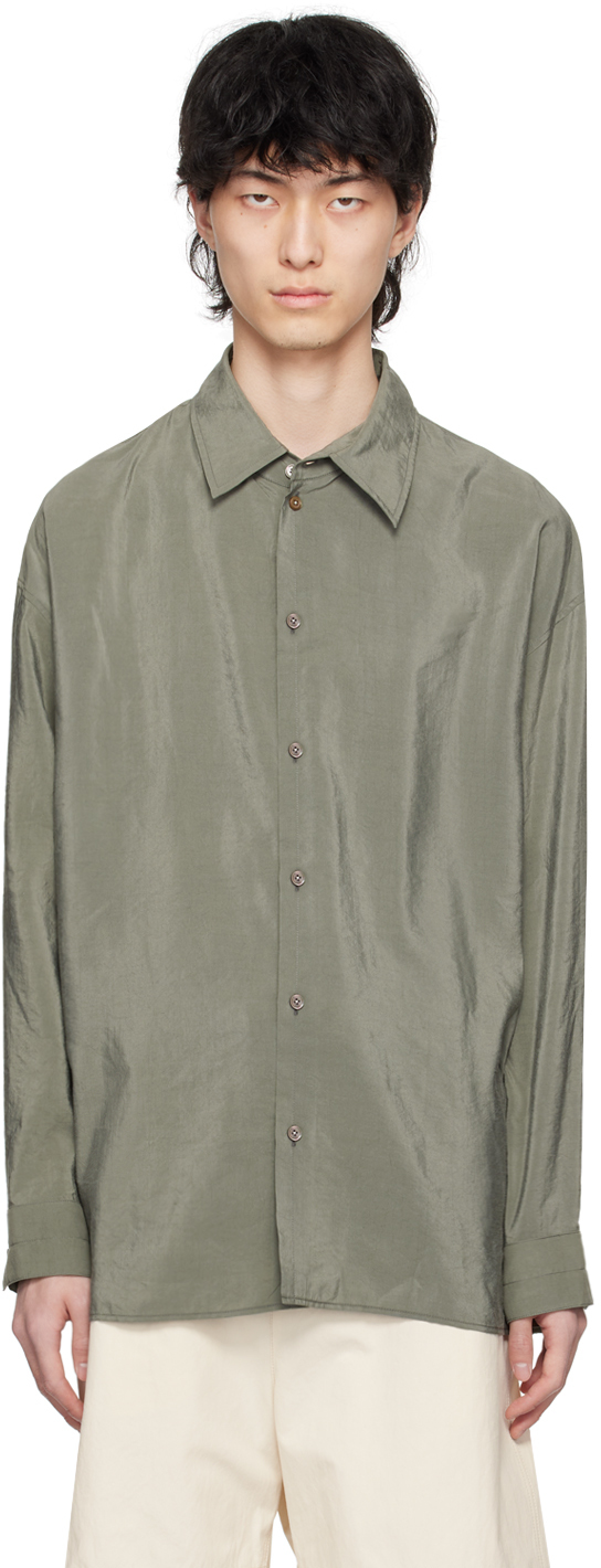 Shop Lemaire Gray Twisted Shirt In Bk949 Ash Grey