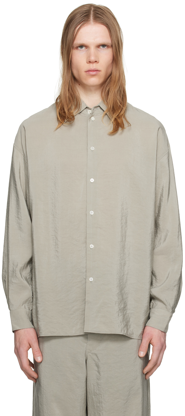 Lemaire Grey Twisted Shirt In Bk885 Light Misty Gr
