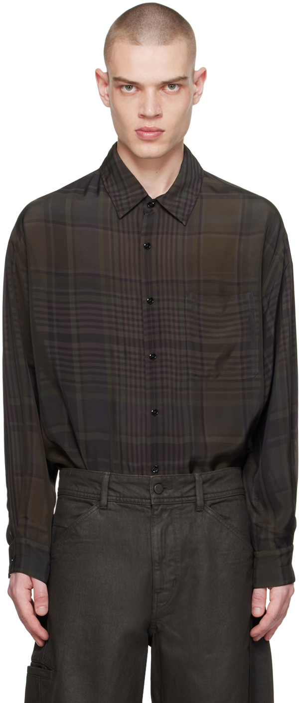 Lemaire Brown Regular Shirt In Mu181 Dark Brown / M