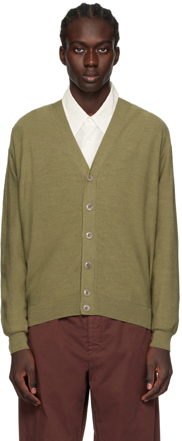 Lemaire Khaki Twisted Cardigan In Gr619 Light Olive