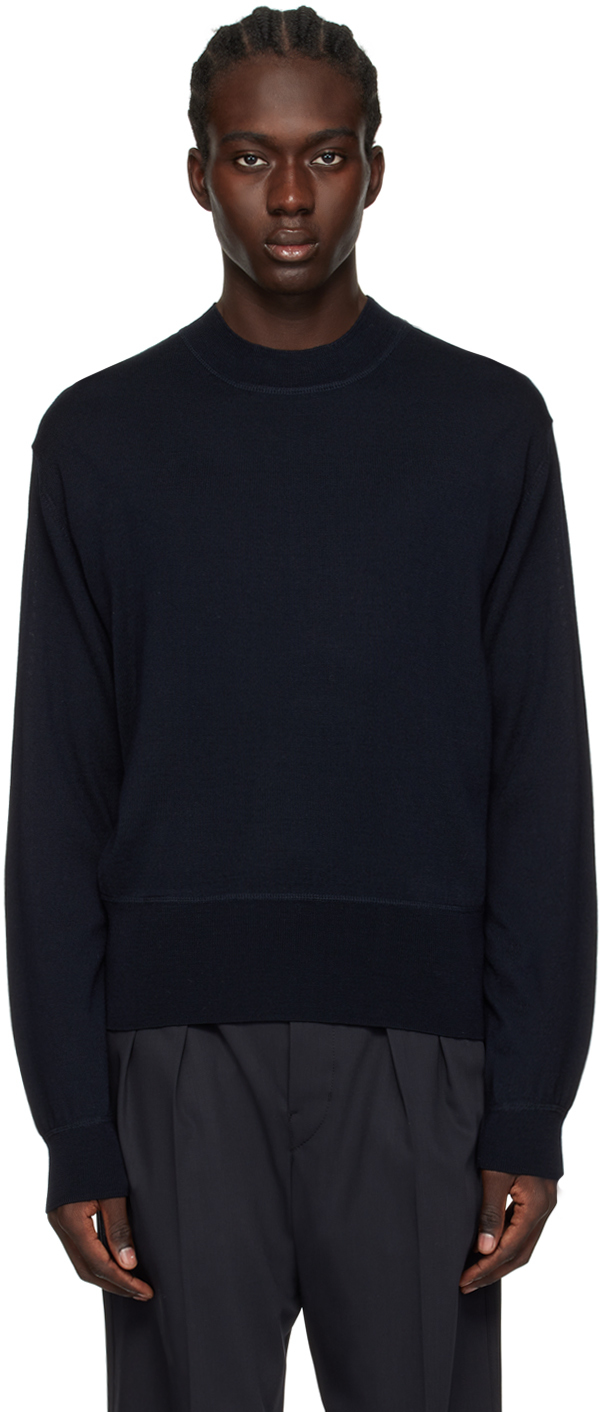 Navy mock neck on sale sweater