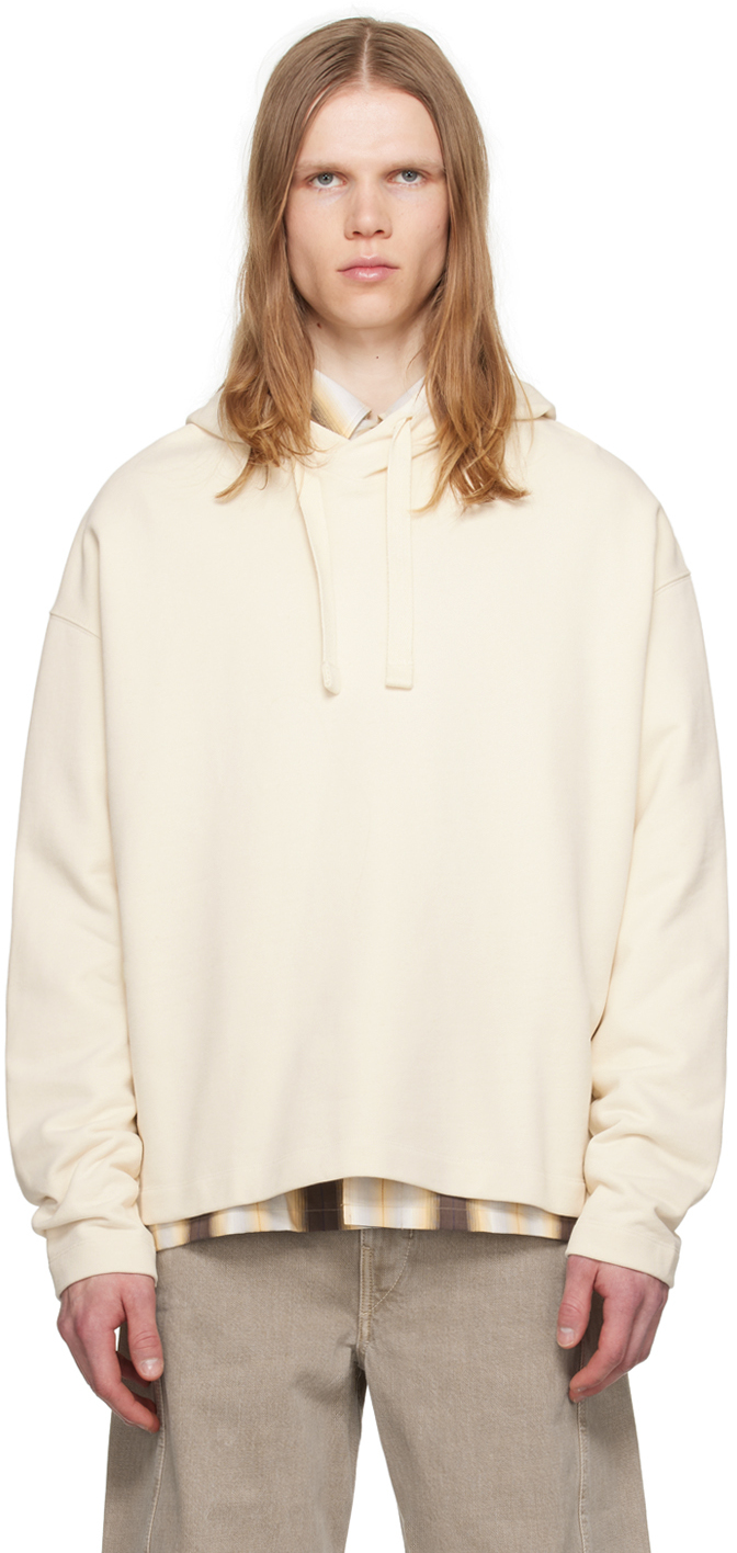 Shop Lemaire Off-white Minimal Hoodie In Bg200 Mastic