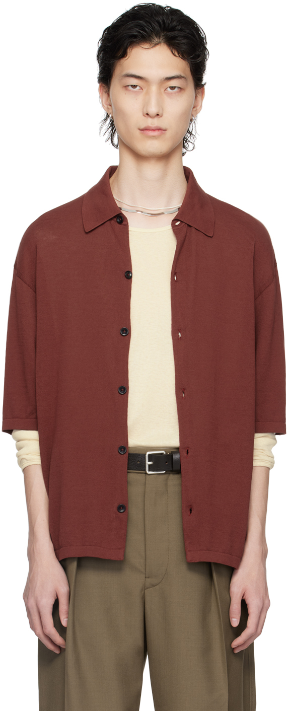 Shop Lemaire Red Button Shirt In Re366 Carmine Red