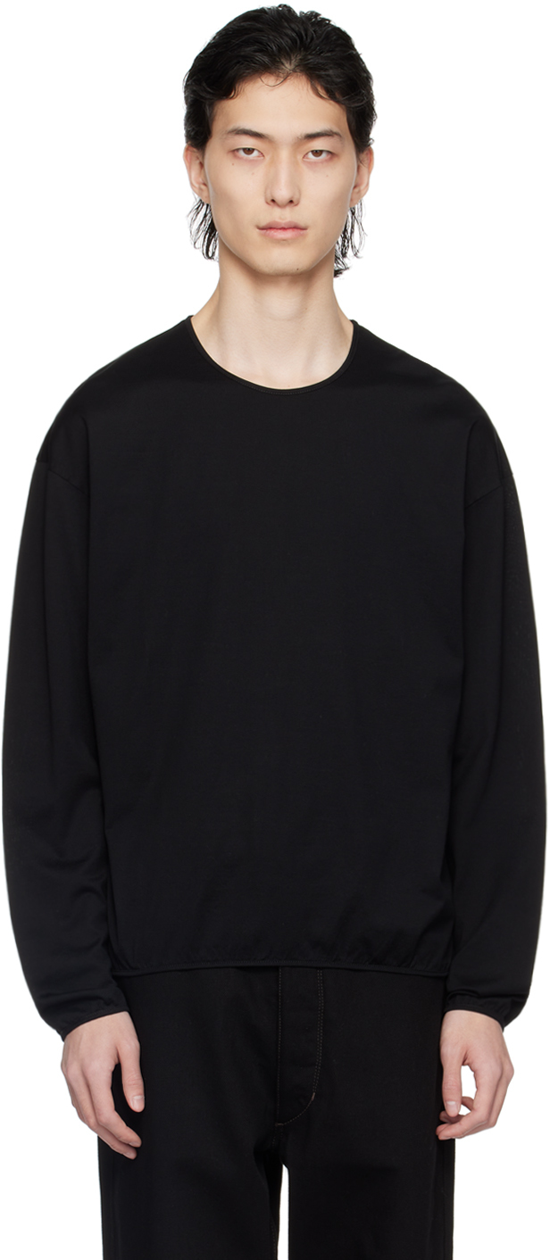 Lemaire Black Relaxed Long Sleeve T-shirt In Bk999 Black