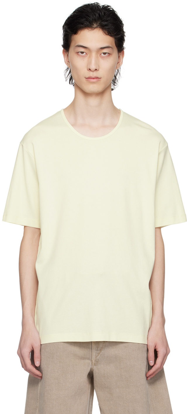 Shop Lemaire Yellow Scoop Neck T-shirt In Ye500 Lemon Glaze