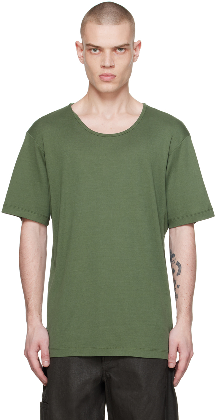 Lemaire Green Rib T-shirt In Gr627 Smoky Green