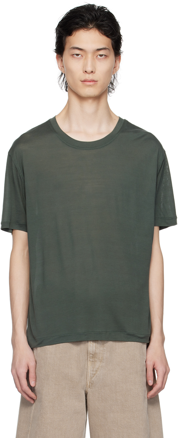 Shop Lemaire Green Soft T-shirt In Bk991 Asphalt