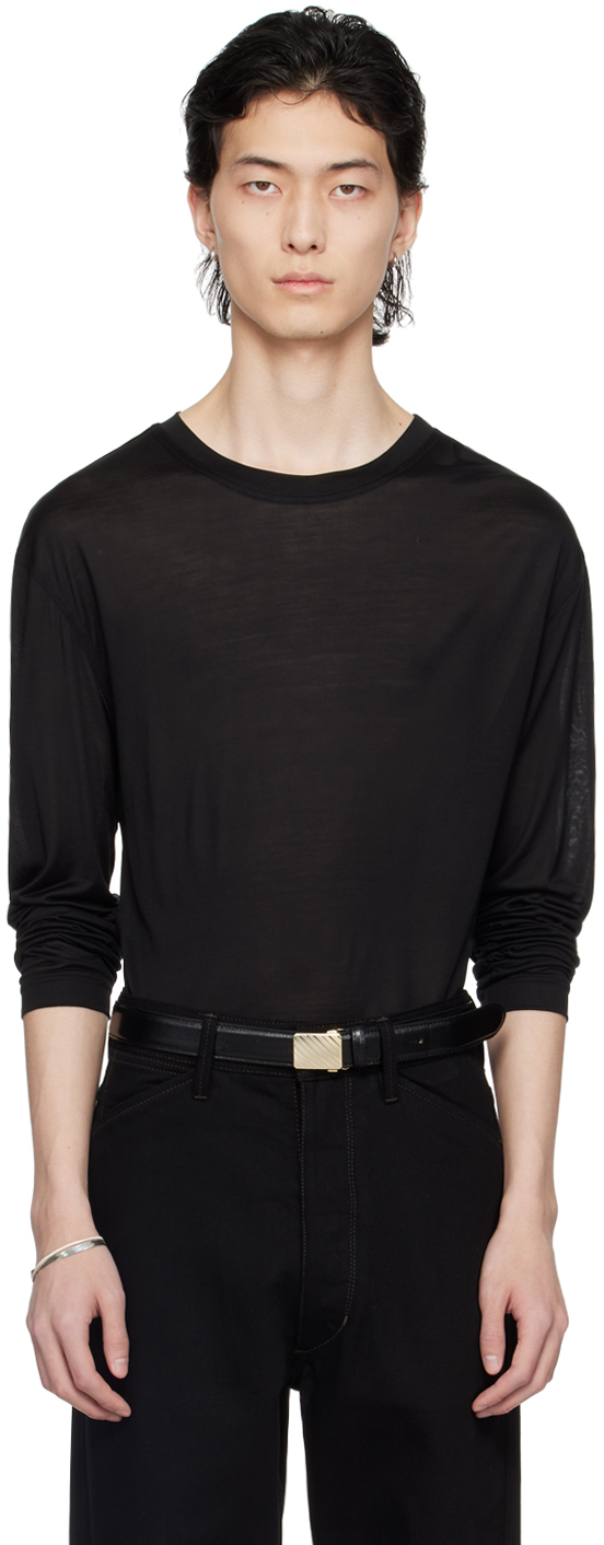 Lemaire Black Soft Long Sleeve T-shirt In Bk999 Black
