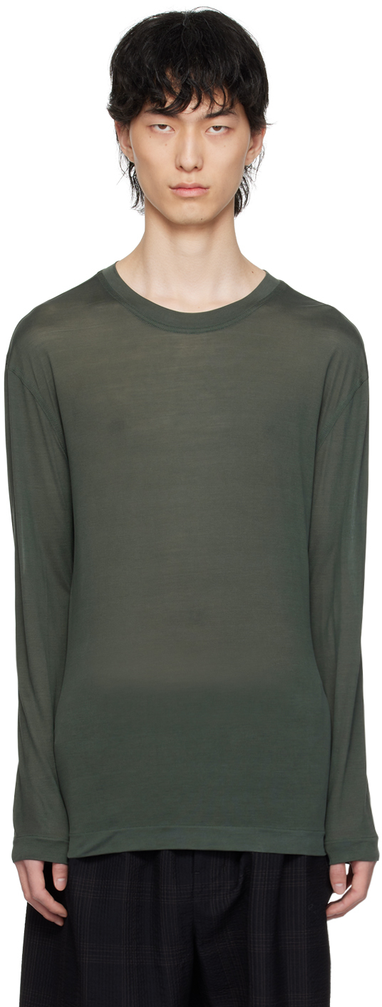 Shop Lemaire Gray Soft Long Sleeve T-shirt In Bk991 Asphalt