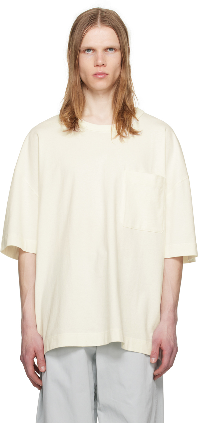 Shop Lemaire Off-white Boxy T-shirt In Wh001 Chalk