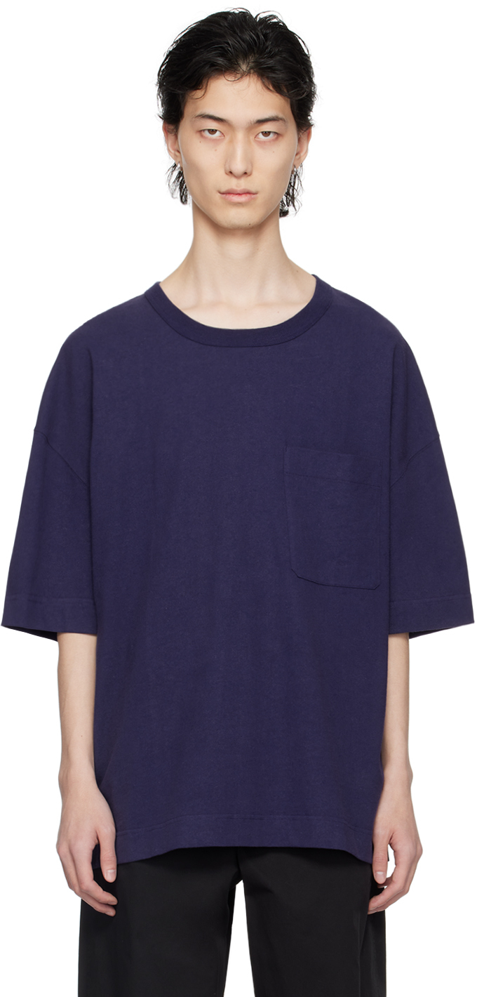 Lemaire Blue Boxy T-shirt In Pu833 Blue Violet