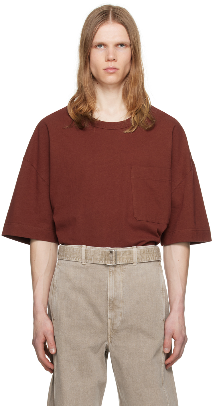 Lemaire Cotton-blend T-shirt In Br400 Cherry Mahogan