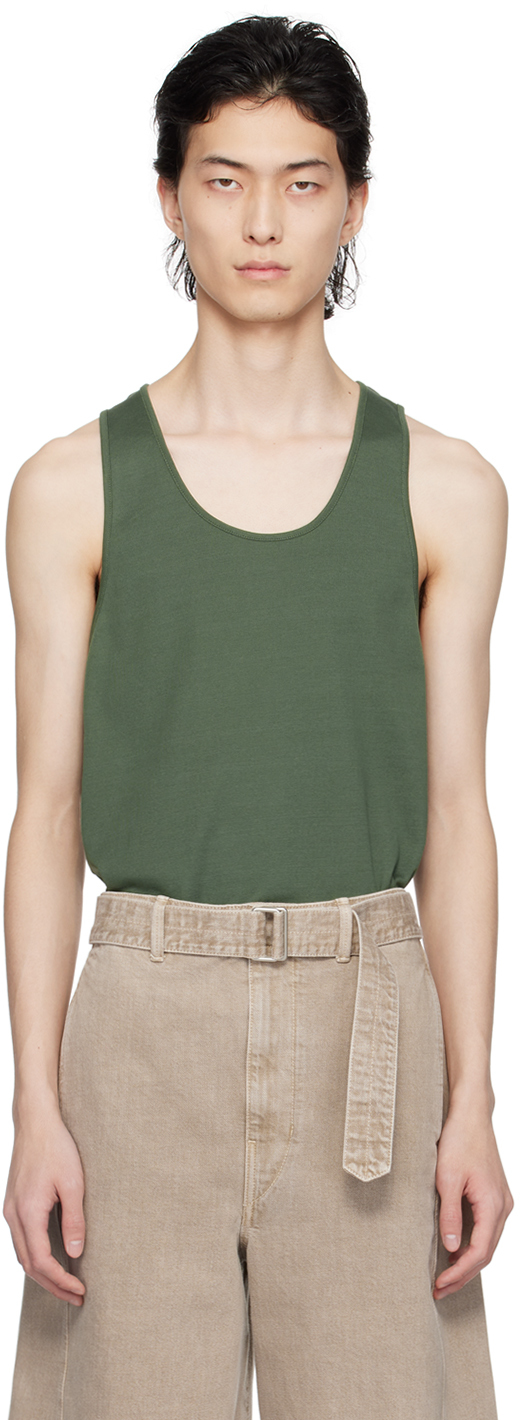 Lemaire Green Scoop Neck Tank Top In Gr627 Smoky Green
