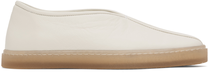 Lemaire Off-white Piped Sneakers In Clay White
