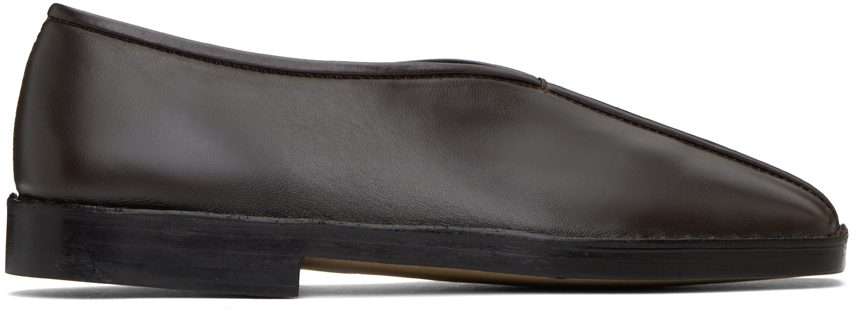 Shop Lemaire Brown Flat Piped Slippers In Br462 Pecan Brown