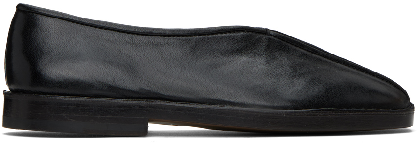 Shop Lemaire Black Flat Piped Slippers In Bk999 Black