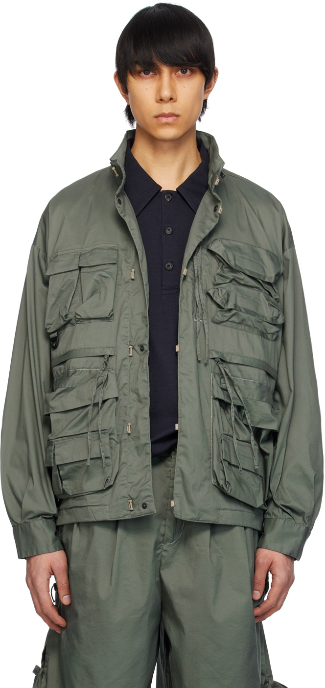Shop F/ce Green Utility Jacket In Sage Green