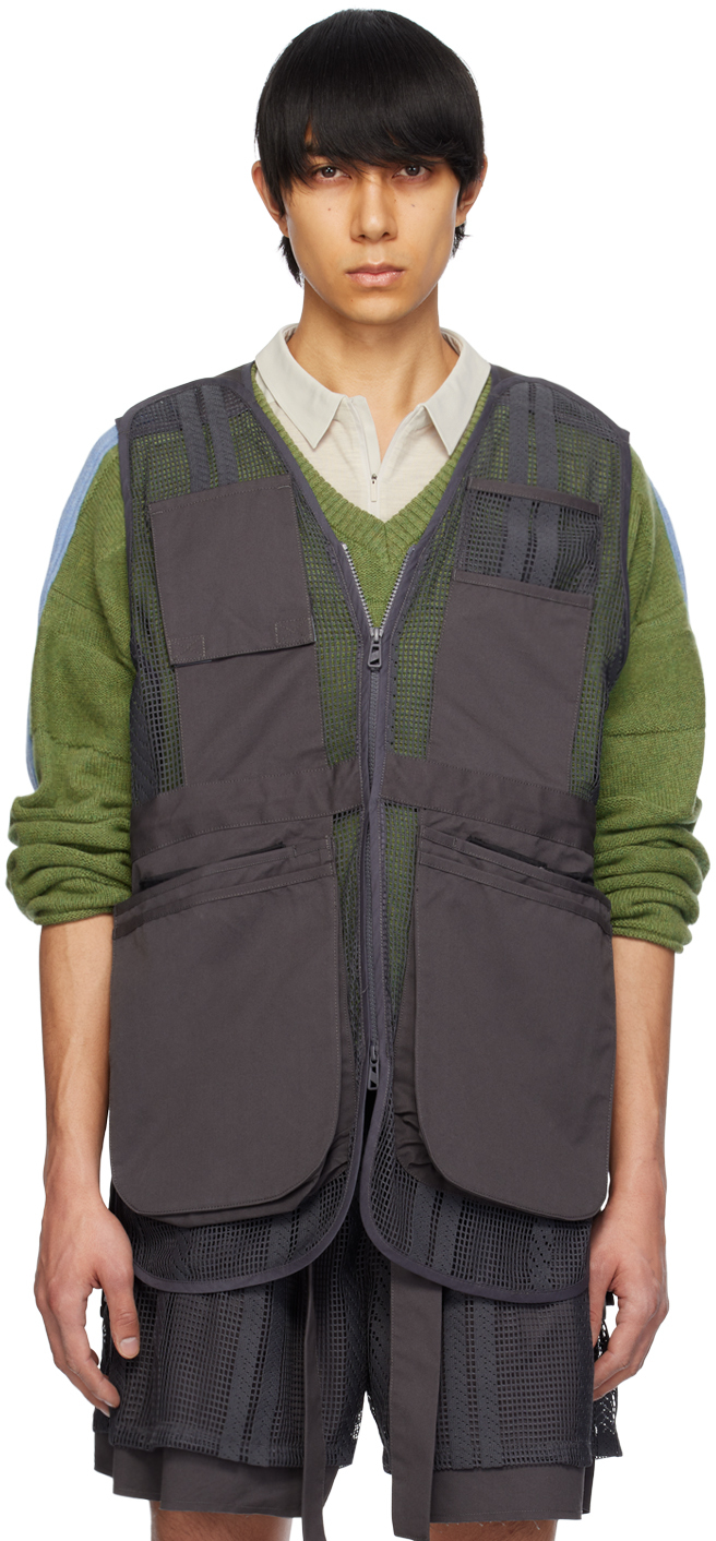 Shop F/ce Gray Paneled Vest In Charcoal