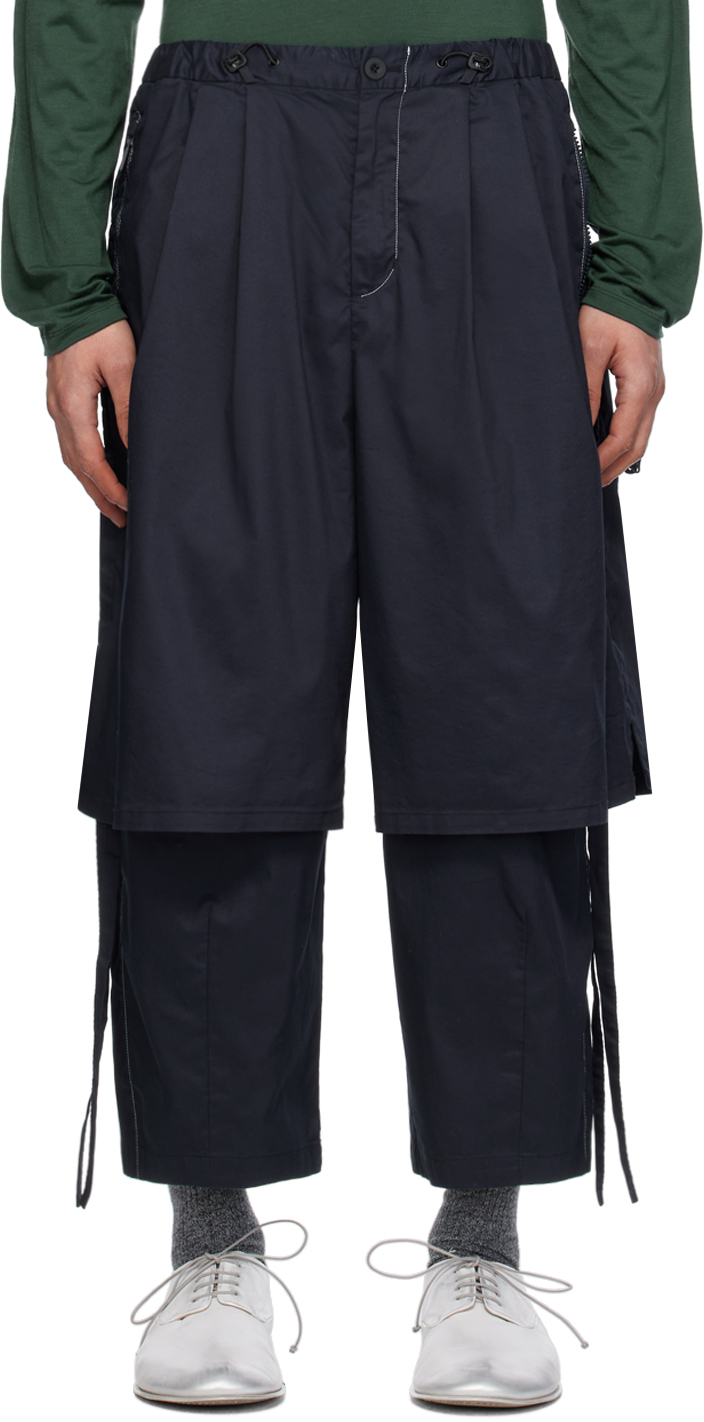 Navy Layered Trousers