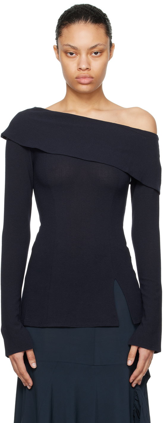 Paloma Wool One-shoulder Long-sleeve Top In Blue