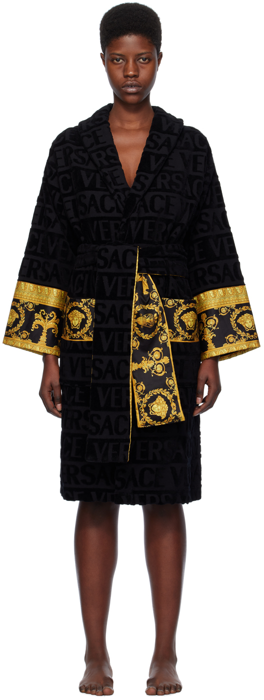 Versace Black 'i Heart Baroque' Robe In Z4800 Nero