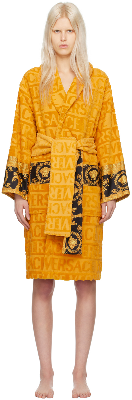 Versace Yellow 'i Heart Baroque' Dressing Gown In Z4004 Gold