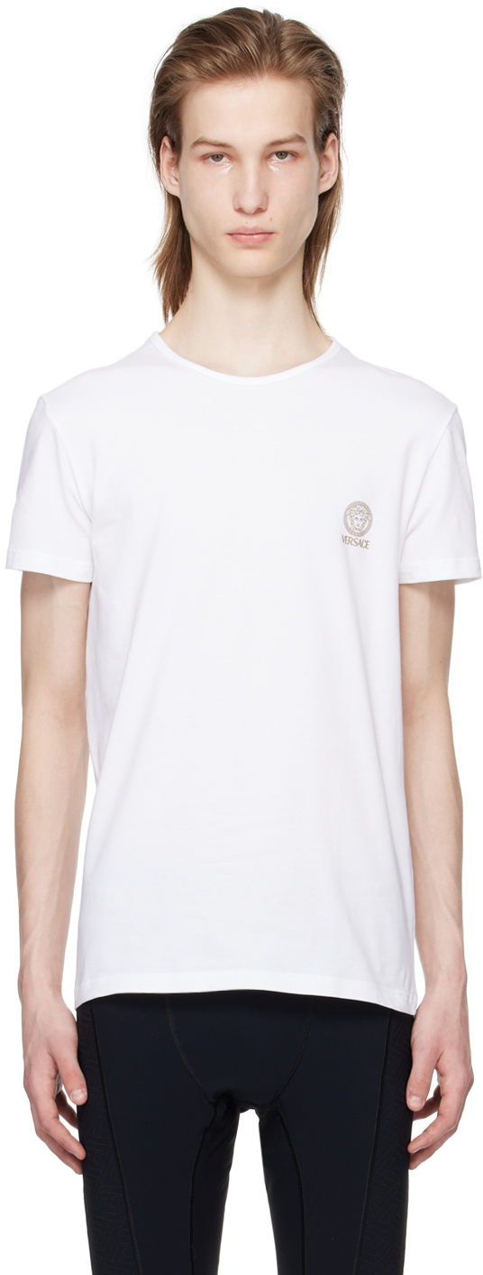 Shop Versace Two-pack Black & White Medusa T-shirts In A225e-white-black
