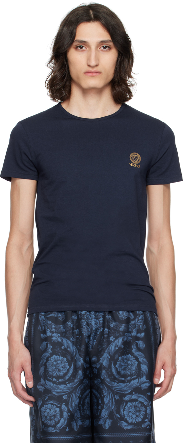 Versace Navy Medusa T-shirt In A1384-blue