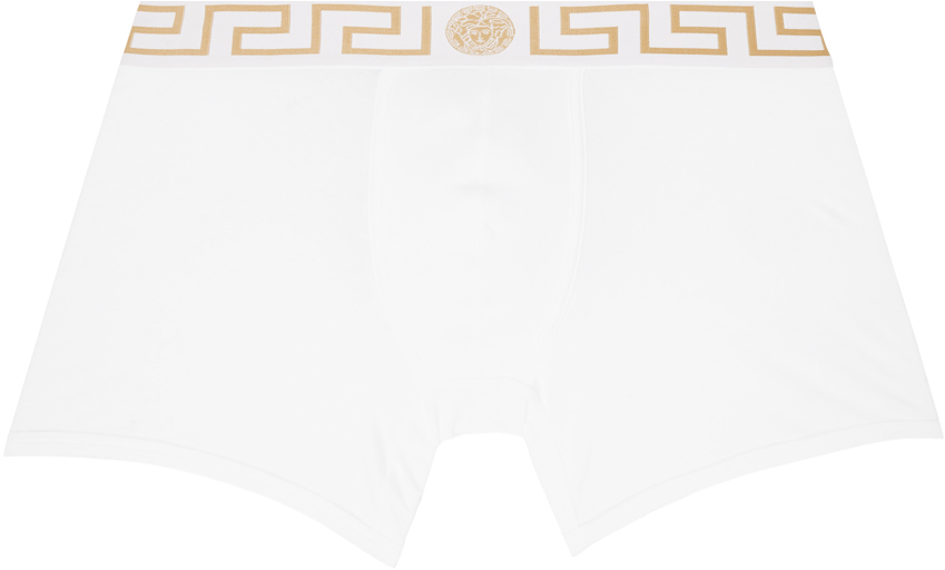 Shop Versace White Greca Border Boxers In A81h-white- Greek Go