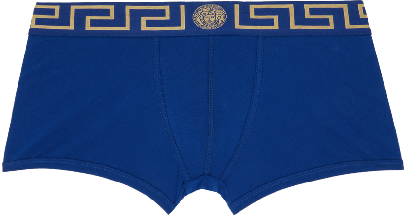 Versace Blue Greca Border Boxers In A85k-bluette-gold