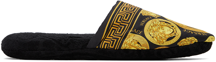 Black & Gold Medusa Amplified Slippers