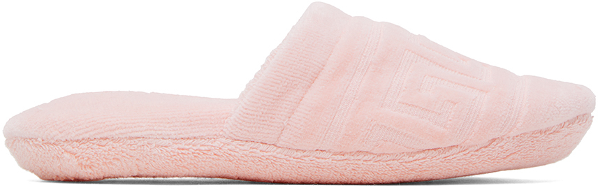 Versace Pink Greca Slippers In 1pr10-pink
