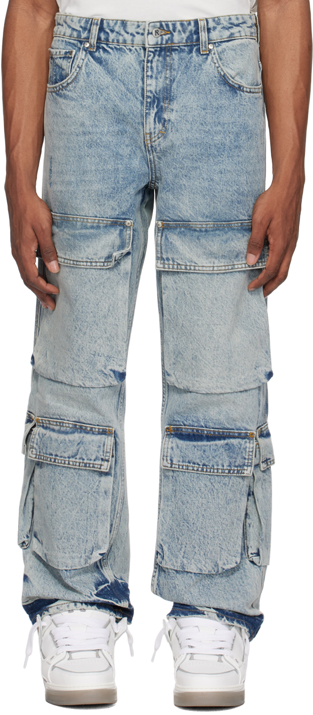 Shop Represent Blue R3ca Cargo Jeans