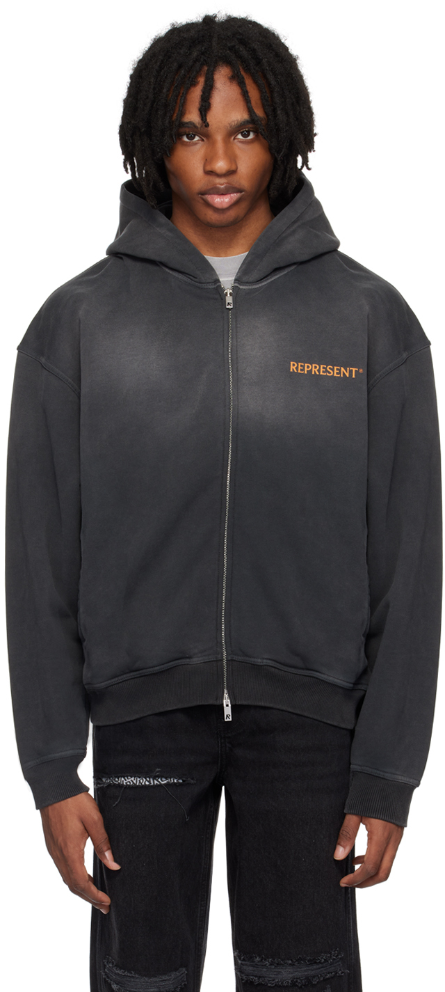 Shop Represent Black Higher Truth Hoodie In Aged Black