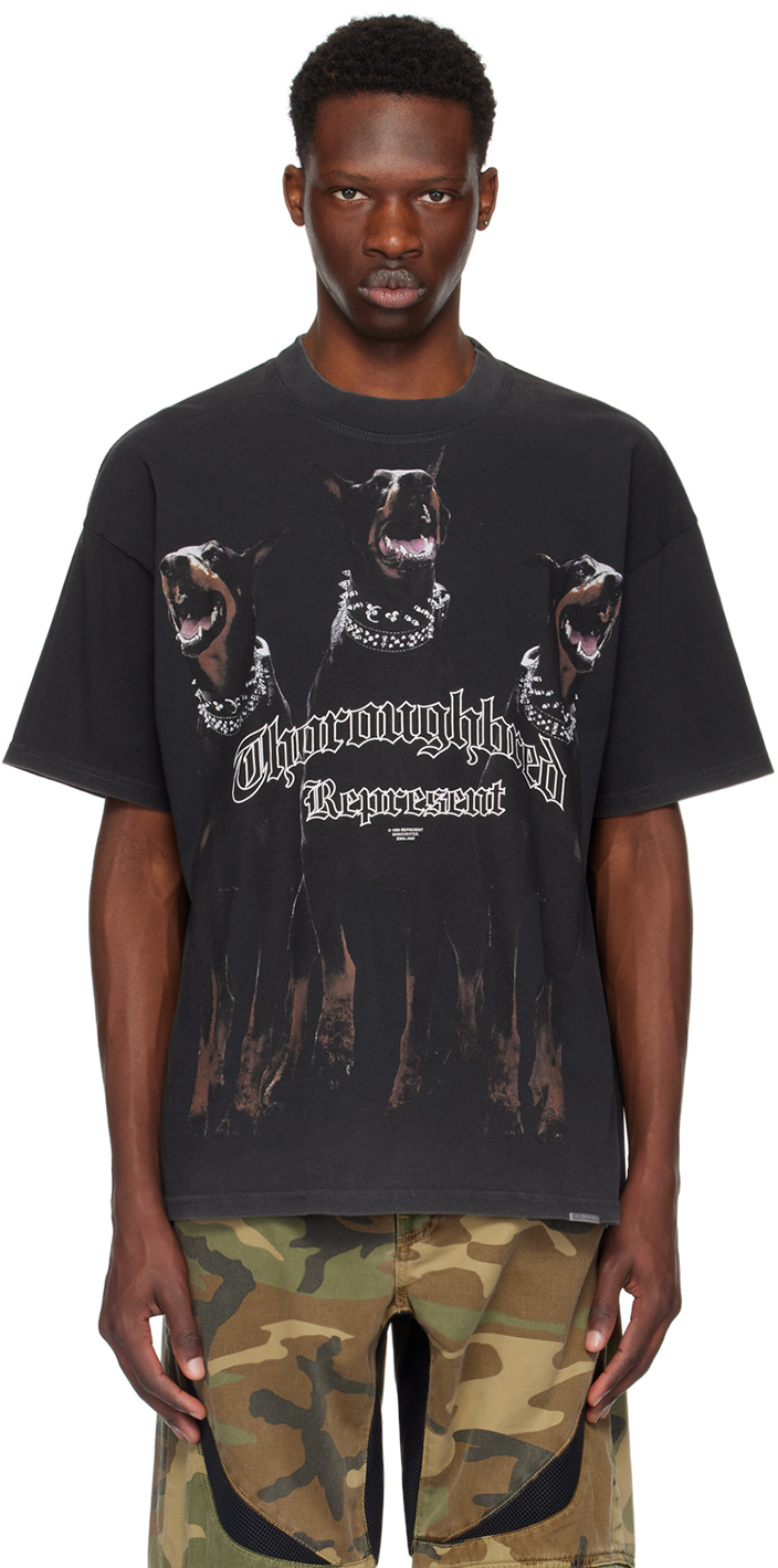 Shop Represent Black 'thoroughbred' T-shirt In Vintage Black