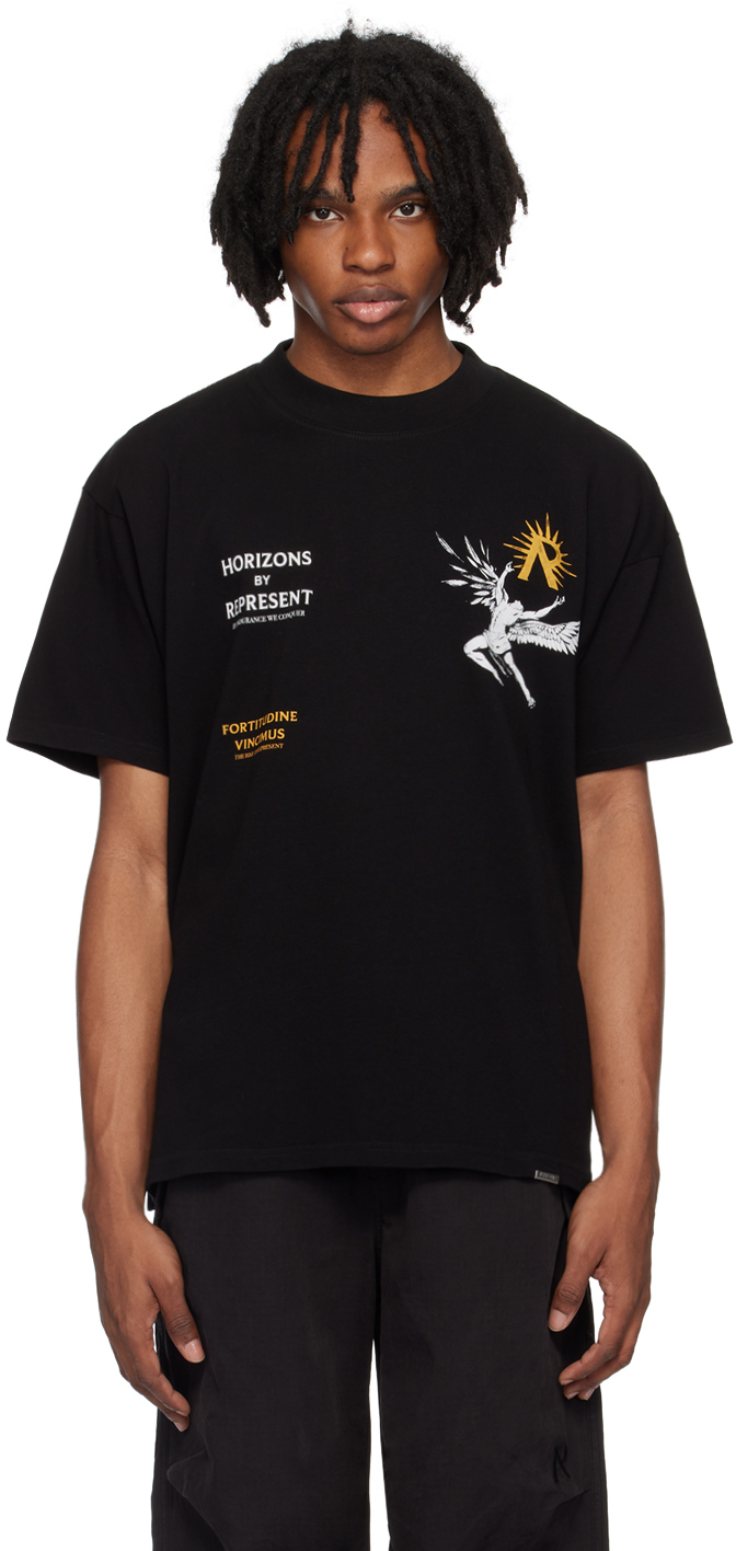 Shop Represent Black Icarus T-shirt In Jet Black