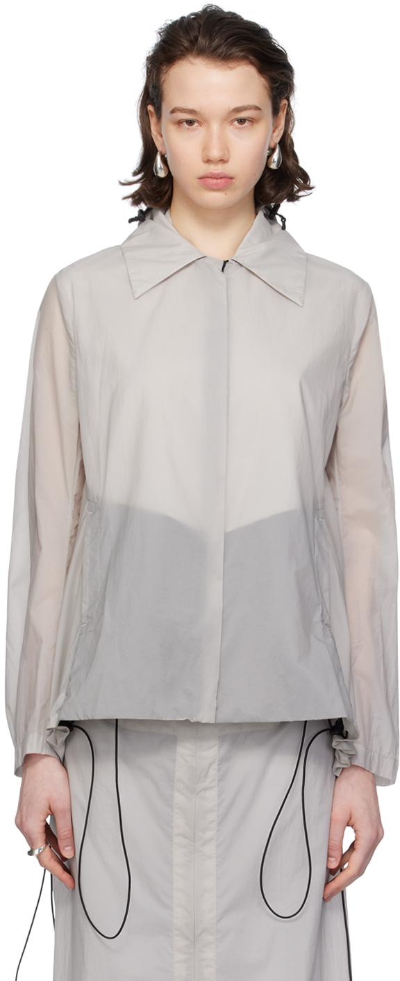 Shop Johanna Parv Gray Hood Jacket In Light Grey
