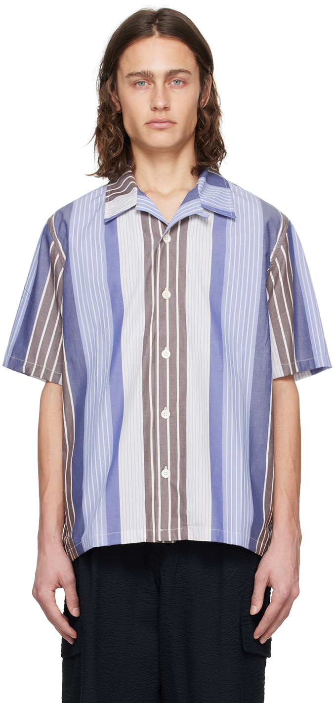 Howlin' Blue & Gray Cocktail D'amore Shirt In Striped Poplin